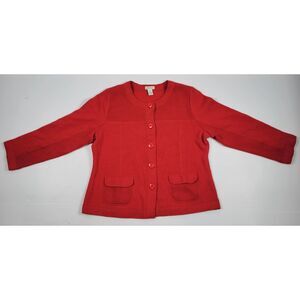 Vintage Orvis Womens XL Red Wool Sweater Cardigan Jacket Button Up‎